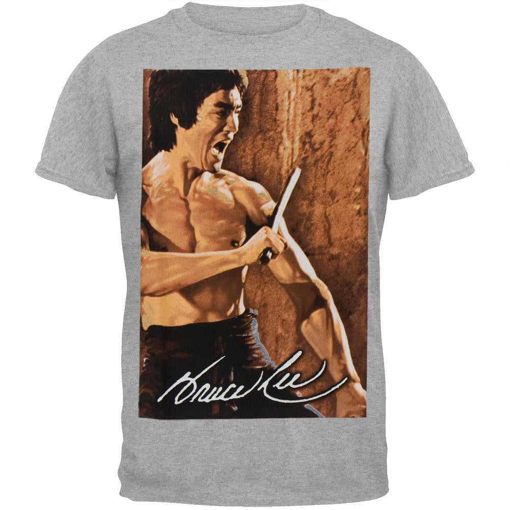 Bruce Lee - Sticks T-Shirt Men's T-Shirts Bruce Lee SM Grey