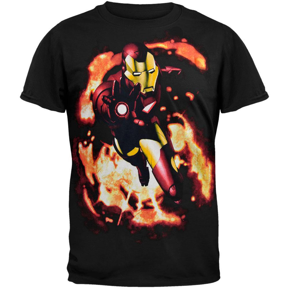 Iron Man - Smolder Flame T-Shirt Men's T-Shirts Iron Man LG Black