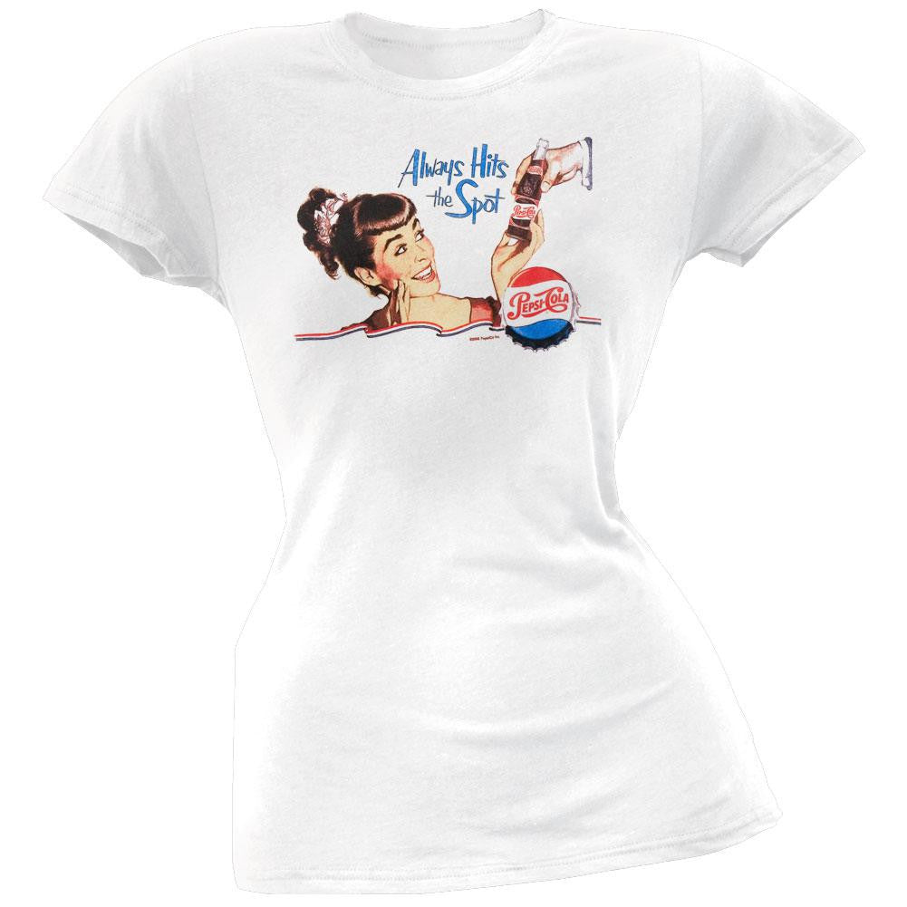 Pepsi - Hits The Spot Juniors T-Shirt Juniors T-Shirts Pepsi MD White