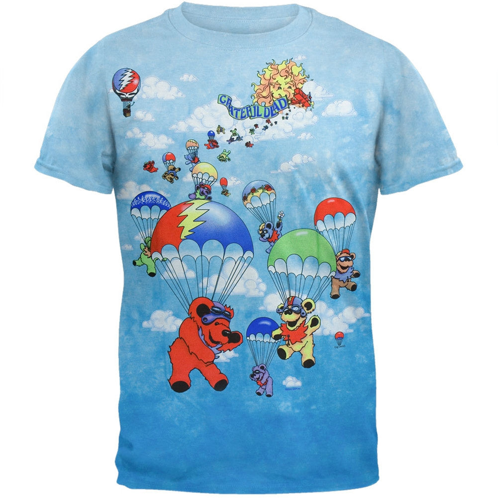 Grateful Dead - Parachuting Bears Tie Dye T-Shirt Men's T-Shirts Grateful Dead 2XL Light Blue