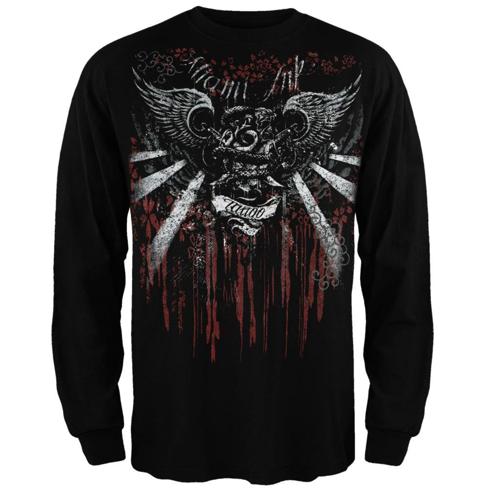 Miami Ink - Stretchy Blossom Long Sleeve T-Shirt Men's Long Sleeves Miami Ink SM Black