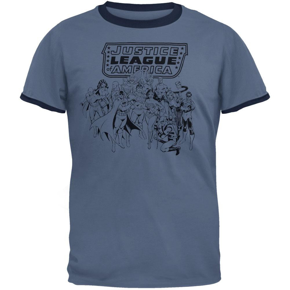 Justice League - Group Shot Ringer T-Shirt Men's T-Shirts Justice League 2XL Blue