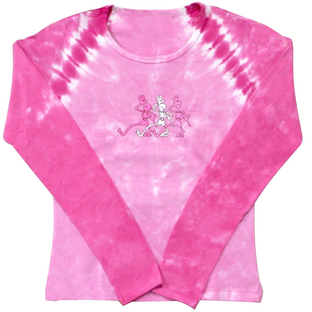 Grateful Dead - Skeletons Tie Dye Juniors Long Sleeve T-Shirt Juniors Long Sleeves Grateful Dead