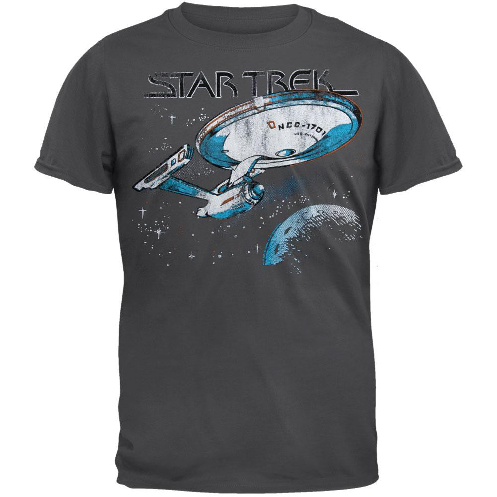 Star Trek - USS Enterprise Soft Grey T-Shirt Men's T-Shirts Star Trek SM Grey