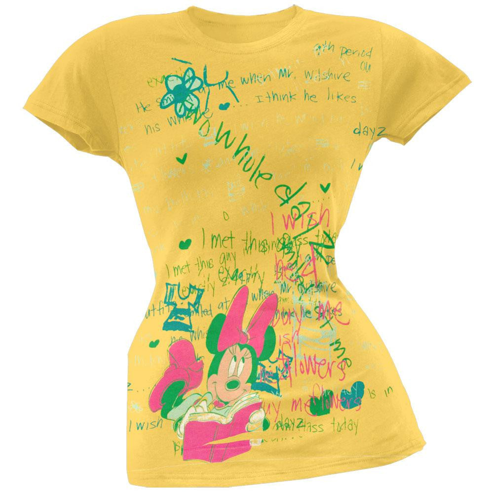 Disney - Minnie Scribble Juniors T-Shirt Juniors T-Shirts Disney Characters 2XL Yellow