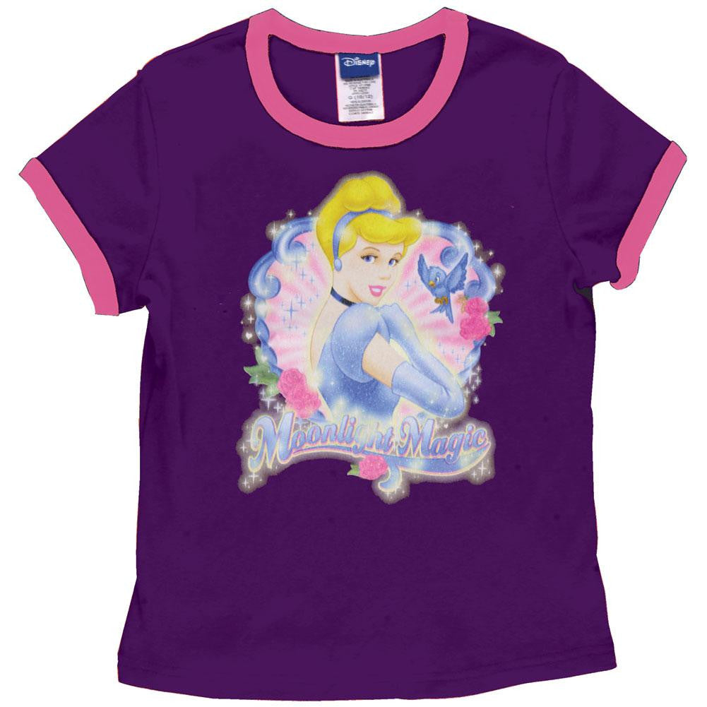 Cinderella - Moonlight Magic Girl's Ringer T-Shirt Youth T-Shirts Disney Characters LG Purple