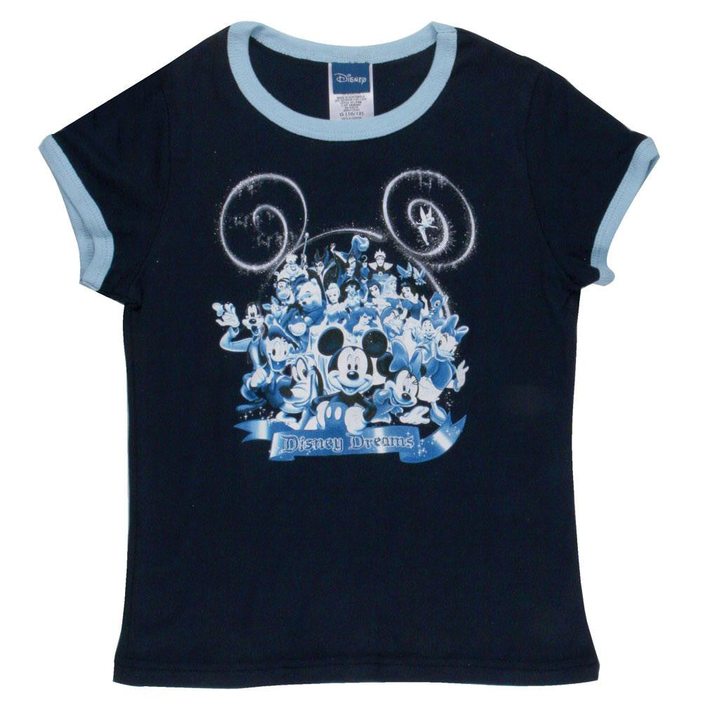 Disney - Dreams Girl's Ringer T-Shirt Youth T-Shirts Disney Characters MD Blue