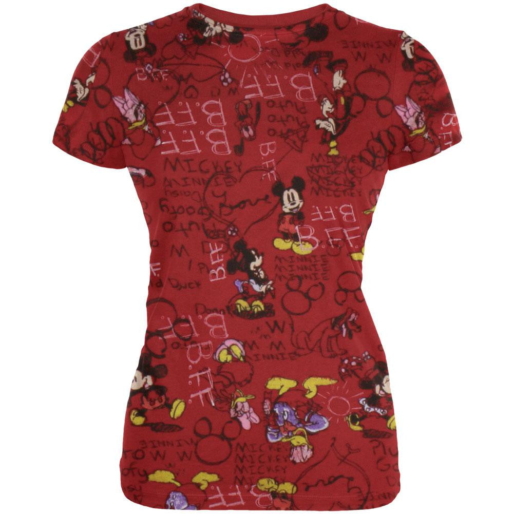 Disney - Scribble Juniors Cap Sleeve T-Shirt Juniors T-Shirts Disney Characters LG Red