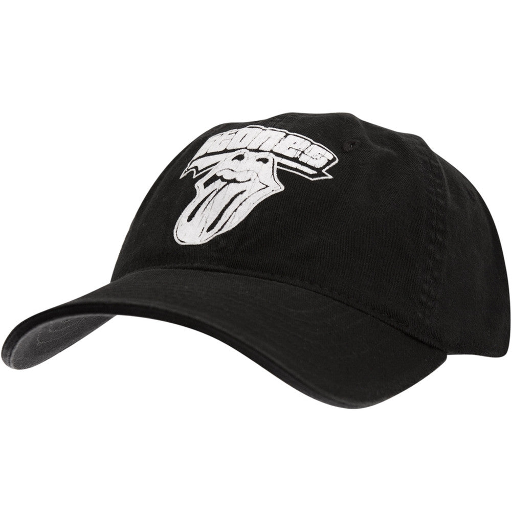 Rolling Stones - White Tongue Flex-Fit Baseball Cap Fitted Baseball Caps Old Glory OS Black
