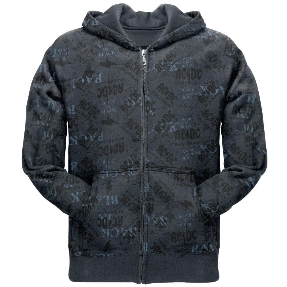 AC/DC - Back In Black All-Over Zip Hoodie Men's Hoodies AC/DC SM Grey
