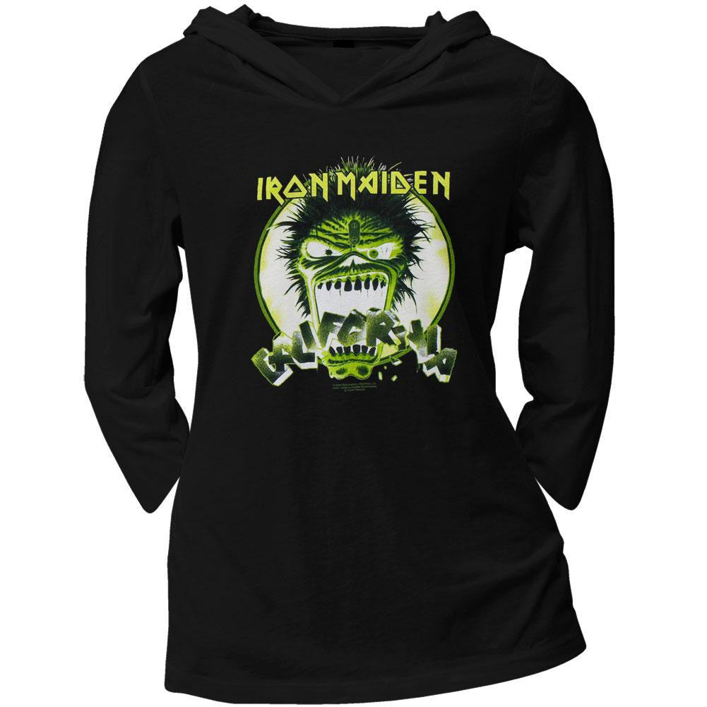 Iron Maiden - California Juniors Hooded 3/4 Sleeve T-Shirt Juniors Long Sleeves Iron Maiden LG Black