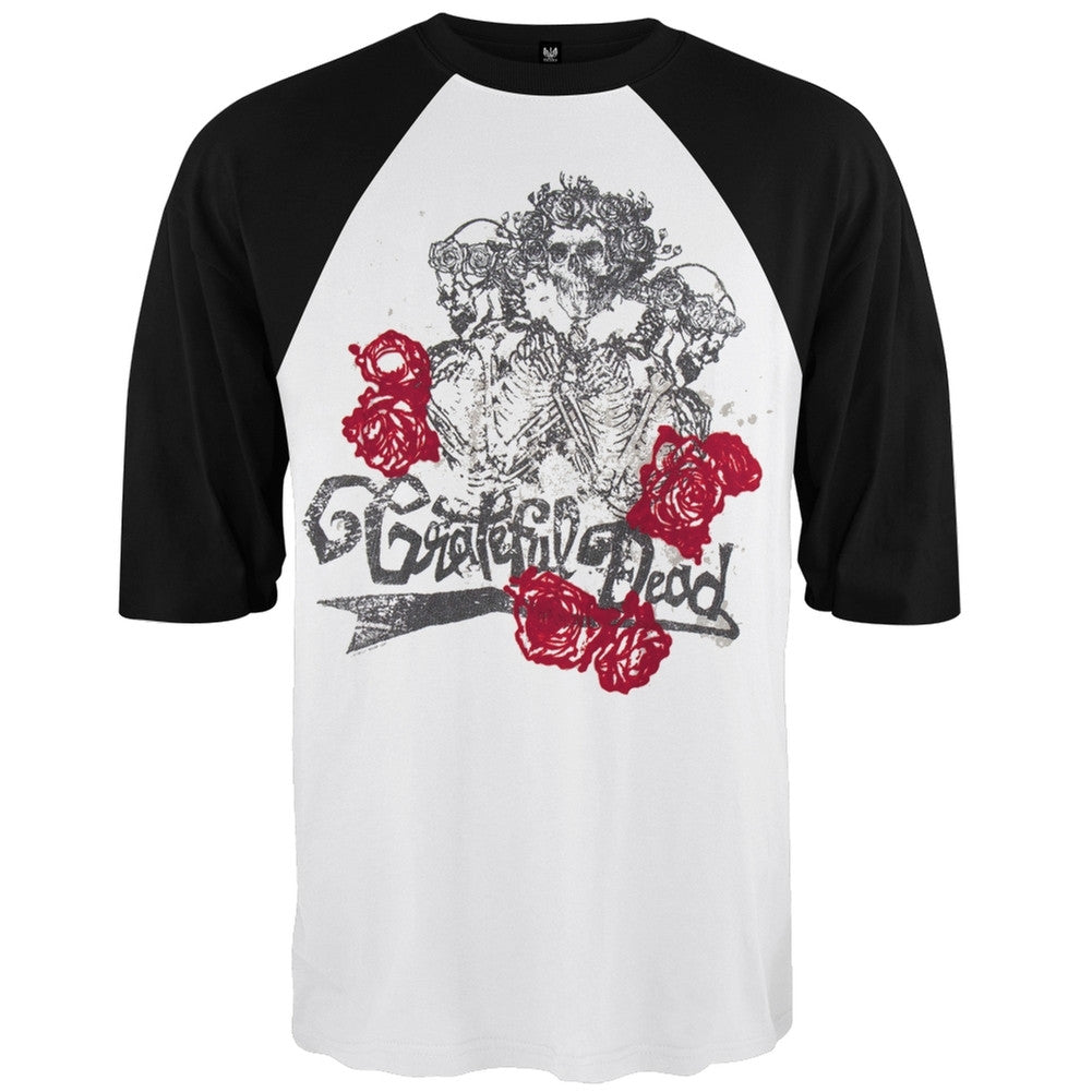 Grateful Dead - Crown Triplets Vintage 3/4 Sleeve Men's Raglans Grateful Dead SM White