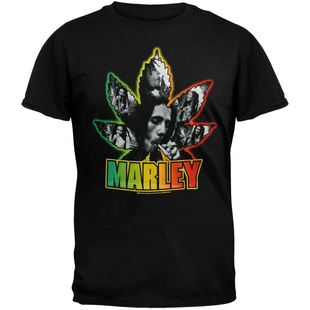 Bob Marley - Leaf T-Shirt Men's T-Shirts Bob Marley SM Black