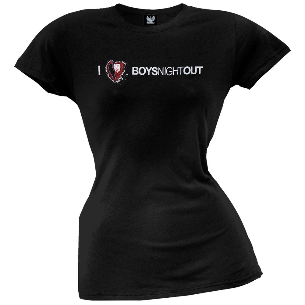 Boys Night Out - I Heart BNO Juniors T-Shirt Juniors T-Shirts Boys Night Out SM Black