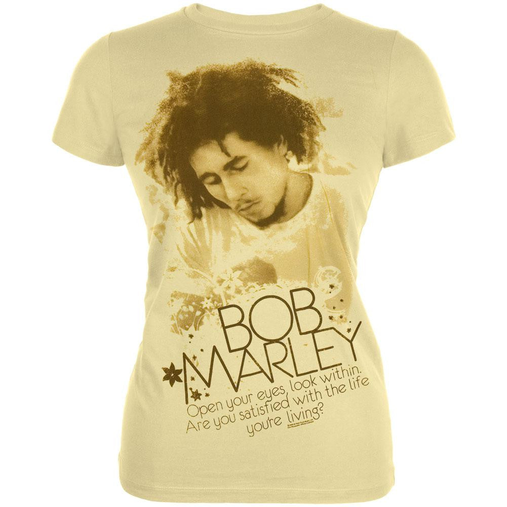 Bob Marley - Open Your Eyes Juniors T-Shirt Juniors T-Shirts Bob Marley SM Yellow