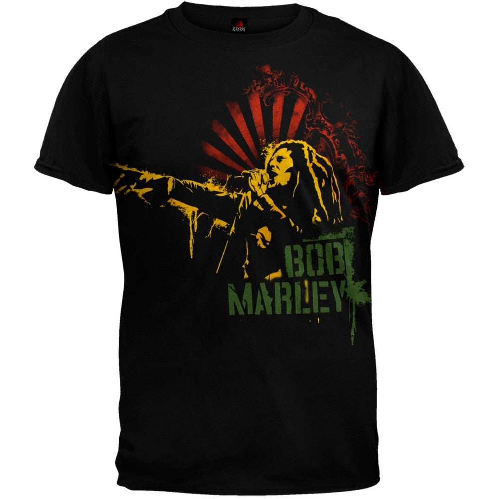 Bob Marley - Stencil Soft T-Shirt Men's T-Shirts Bob Marley SM Black
