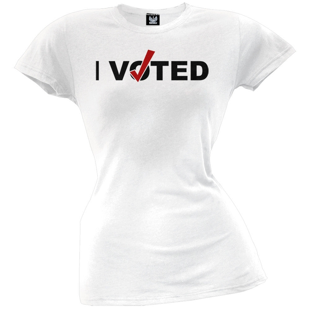 I Voted Juniors T-Shirt Juniors T-Shirts Old Glory LG White