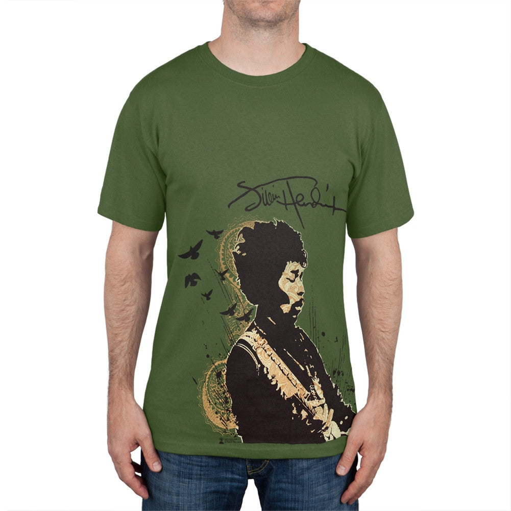 Jimi Hendrix - Flight T-Shirt Men's T-Shirts Jimi Hendrix LG Olive