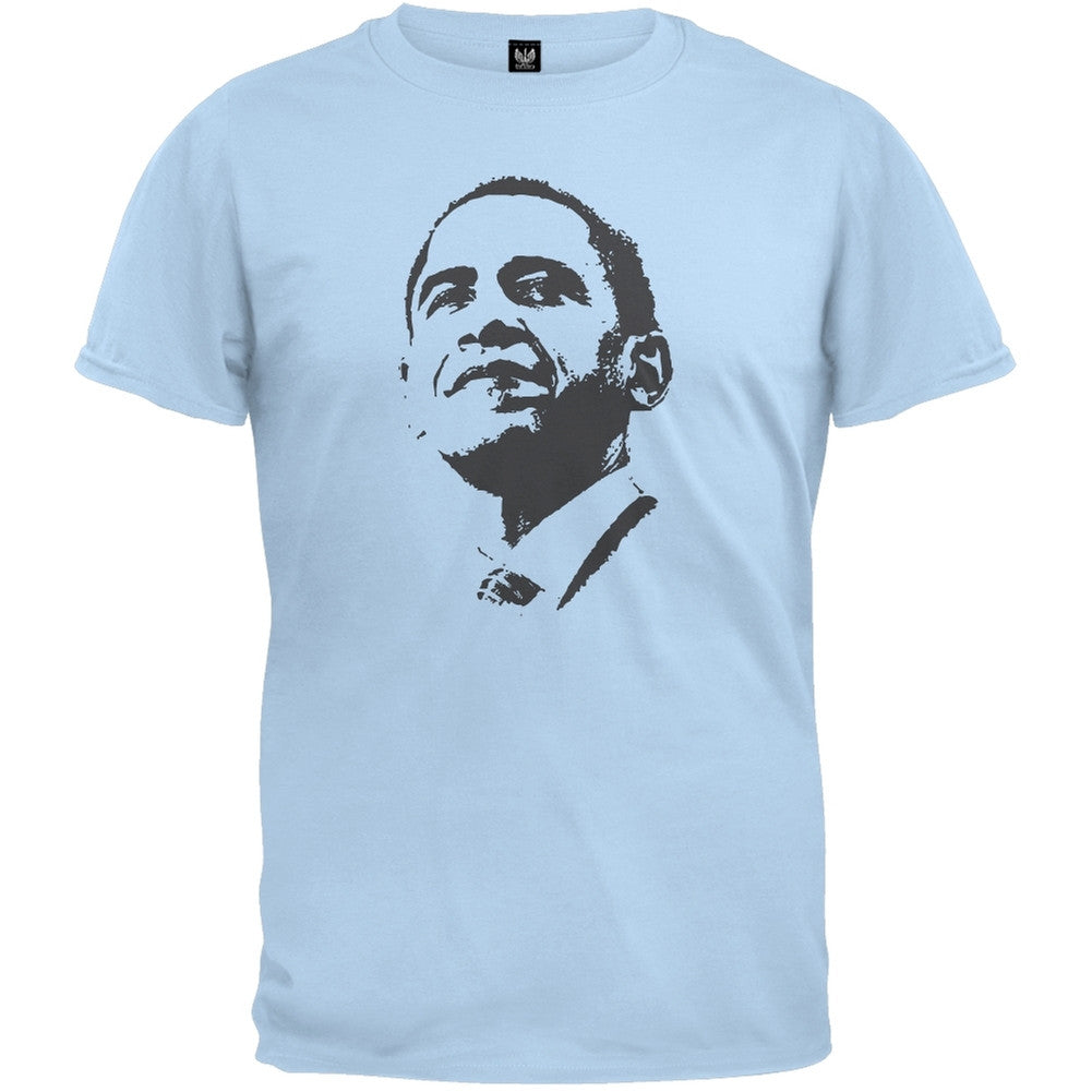 Obama - Silhouette T-Shirt - Light Blue Men's T-Shirts Old Glory 2XL Blue