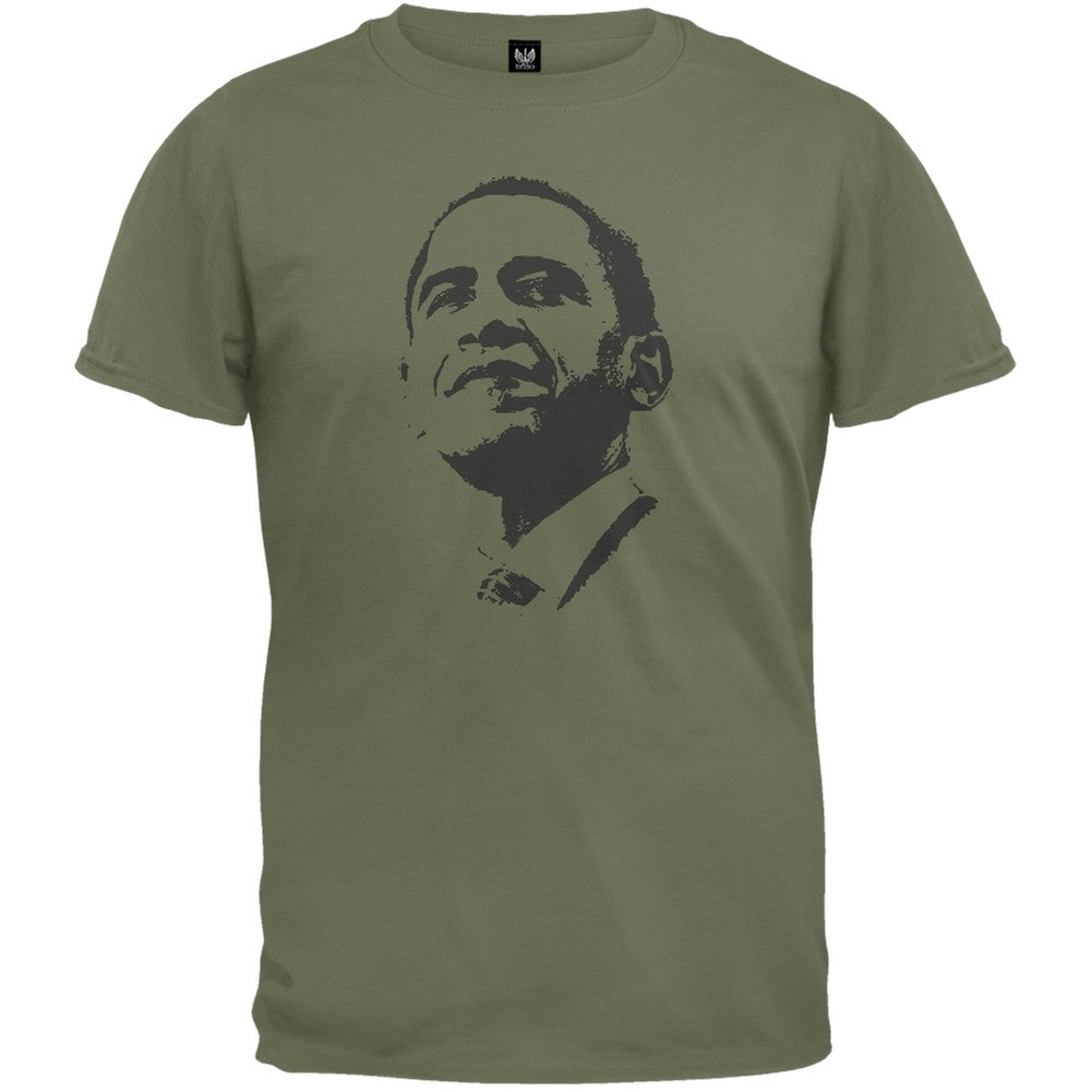 Obama - Silhouette T-Shirt - Military Green Men's T-Shirts Old Glory 2XL Green