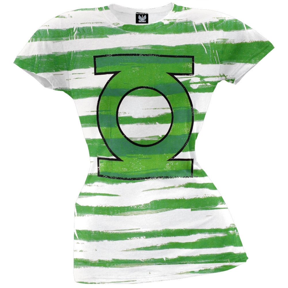 Green Lantern - Lantern Stripes Juniors T-Shirt Juniors T-Shirts Green Lantern