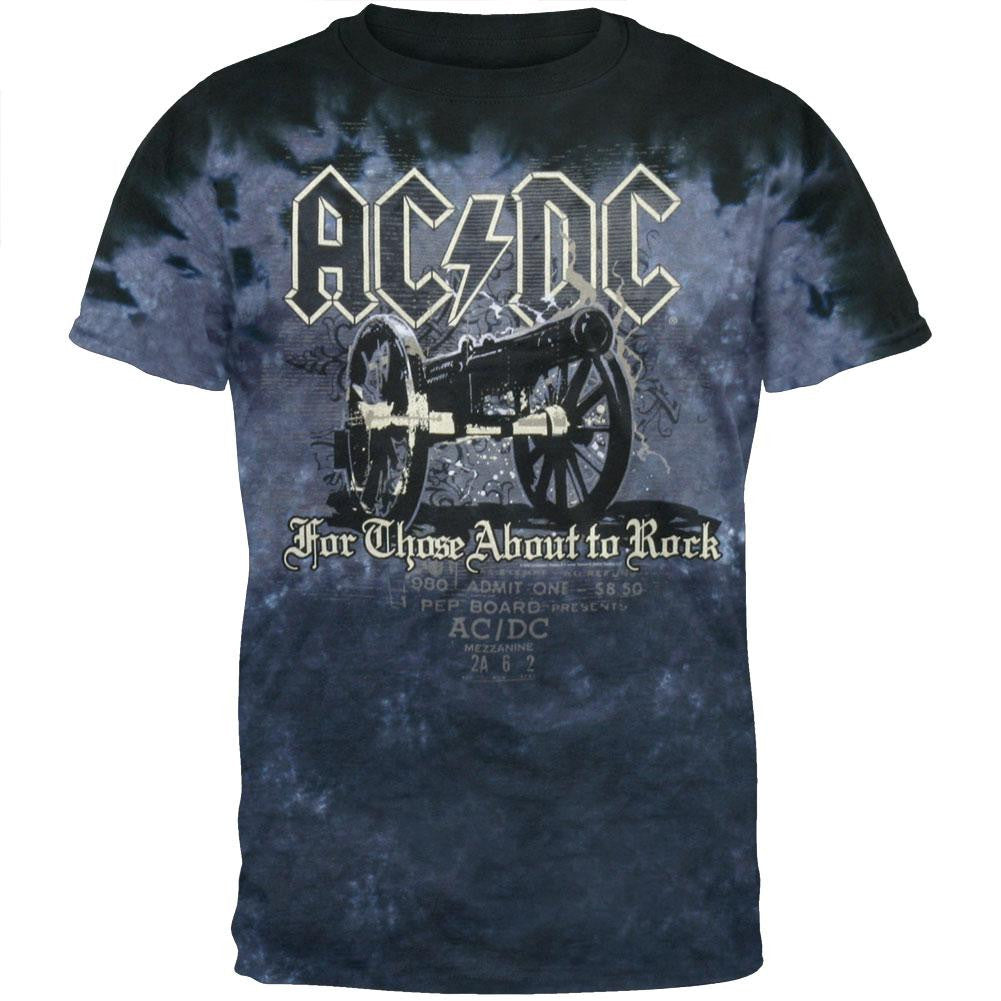 AC/DC - Cannon Grey Tie Dye T-Shirt Men's T-Shirts AC/DC MD Grey