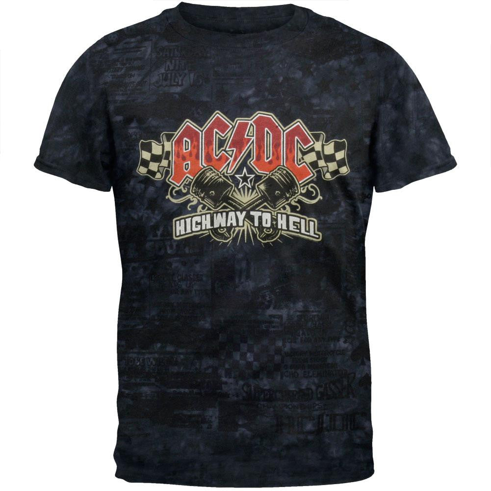 AC/DC - Piston Tie Dye T-Shirt Men's T-Shirts AC/DC MD Black