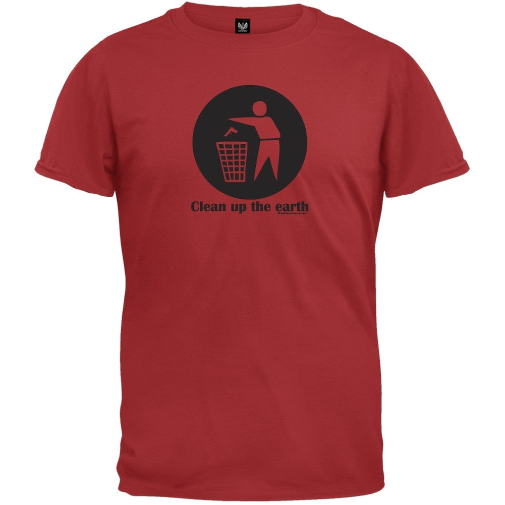 Earth Day - Clean Up The Earth T-Shirt Men's T-Shirts Old Glory 2XL Red
