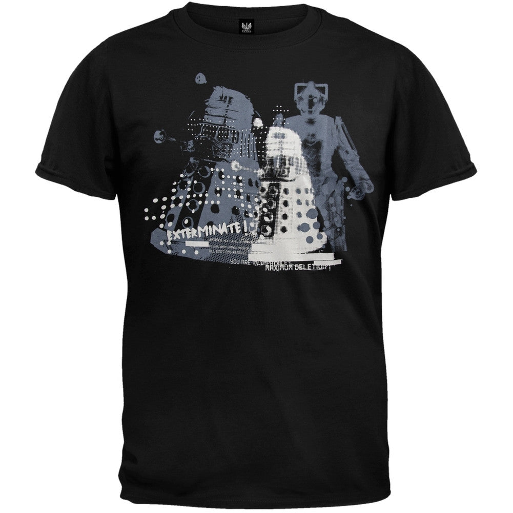 Doctor Who - Dalek & Cyberman Overlap T-Shirt Men's T-Shirts Doctor Who MD Black