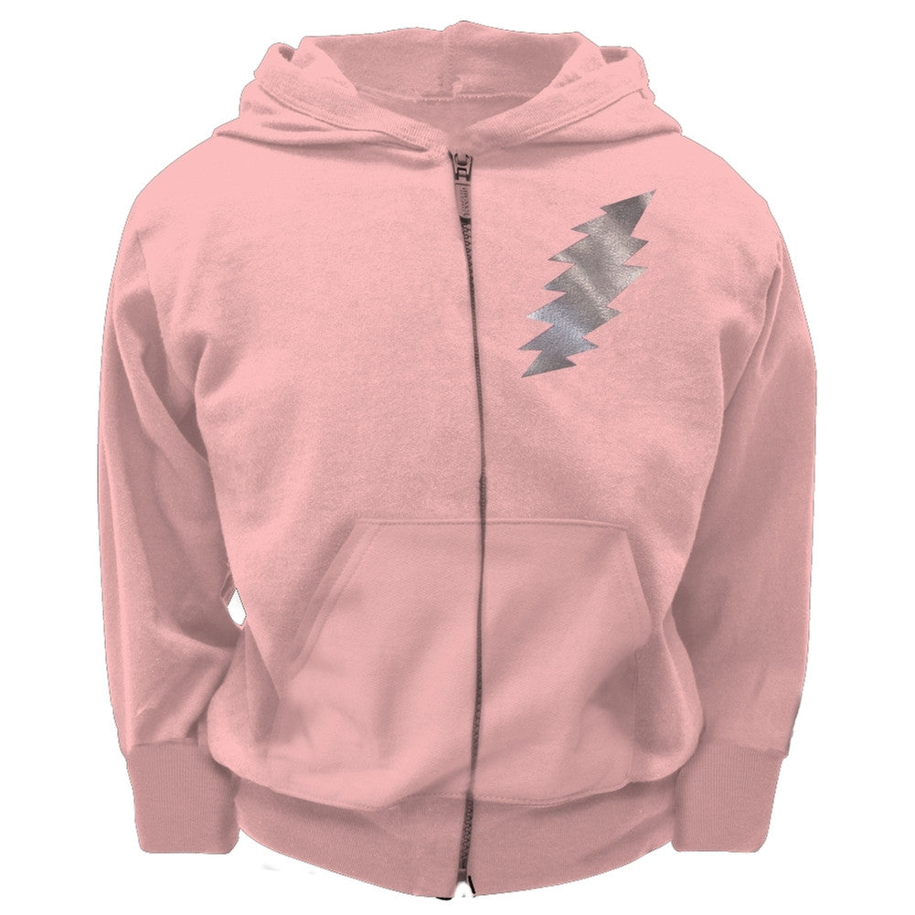 Grateful Dead - Foil Bolt Pink Youth Zip Hoodie Youth Hoodies Grateful Dead SM Light Pink