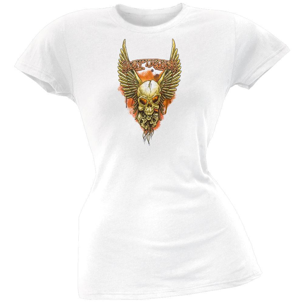 Disturbed - Wings Juniors T-Shirt Juniors T-Shirts Disturbed MD White