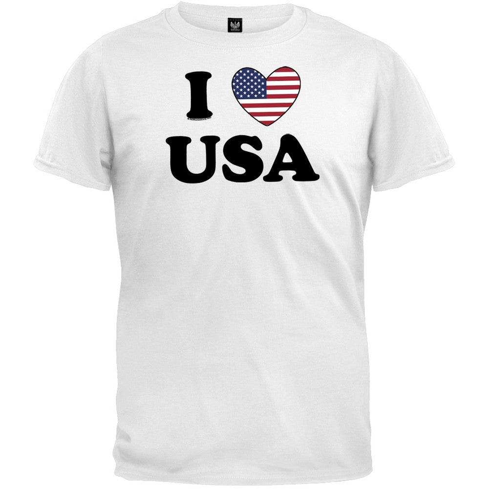 I Heart USA T-Shirt Men's T-Shirts Old Glory 2XL White