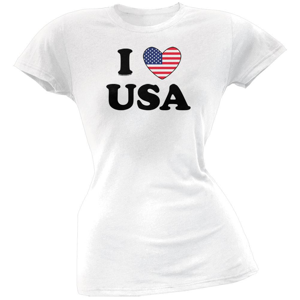 I Heart USA Juniors T-Shirt Juniors T-Shirts Old Glory LG White
