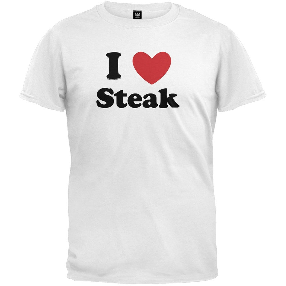 I Heart Steak T-Shirt Men's T-Shirts Old Glory 2XL White