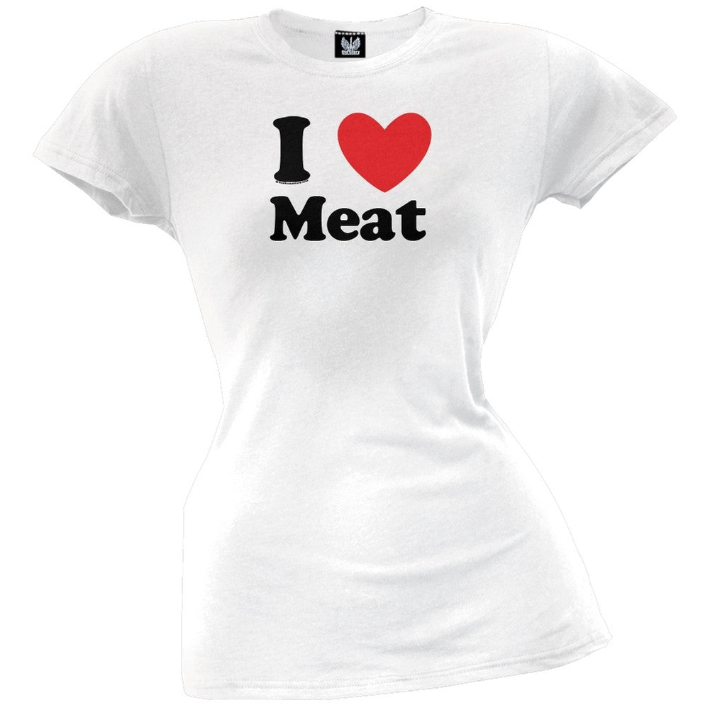 I Heart Meat Juniors T-Shirt Juniors T-Shirts Old Glory LG White