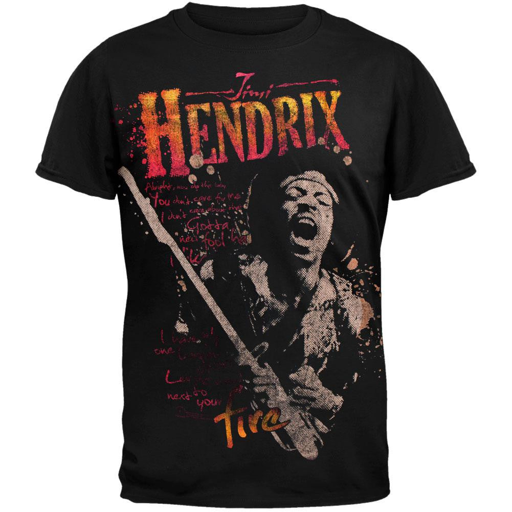 Jimi Hendrix - Fire T-Shirt Men's T-Shirts Jimi Hendrix SM Black