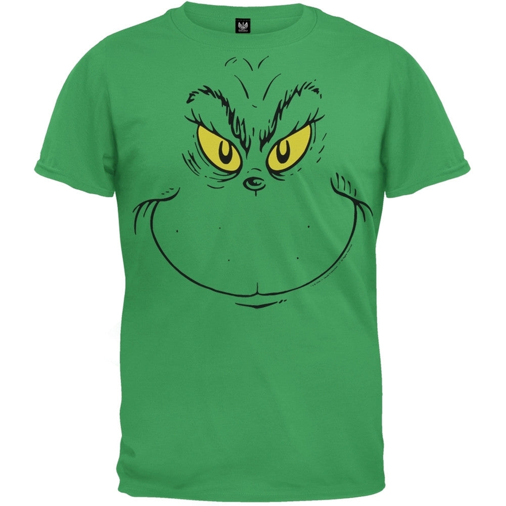Dr. Seuss - Grinch Face Youth T-Shirt Youth T-Shirts Dr. Seuss SM Green