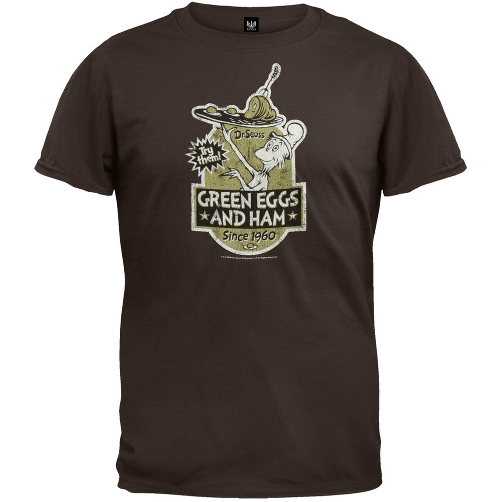 Dr. Seuss - Green Eggs Label Youth T-Shirt Youth T-Shirts Dr. Seuss LG Brown