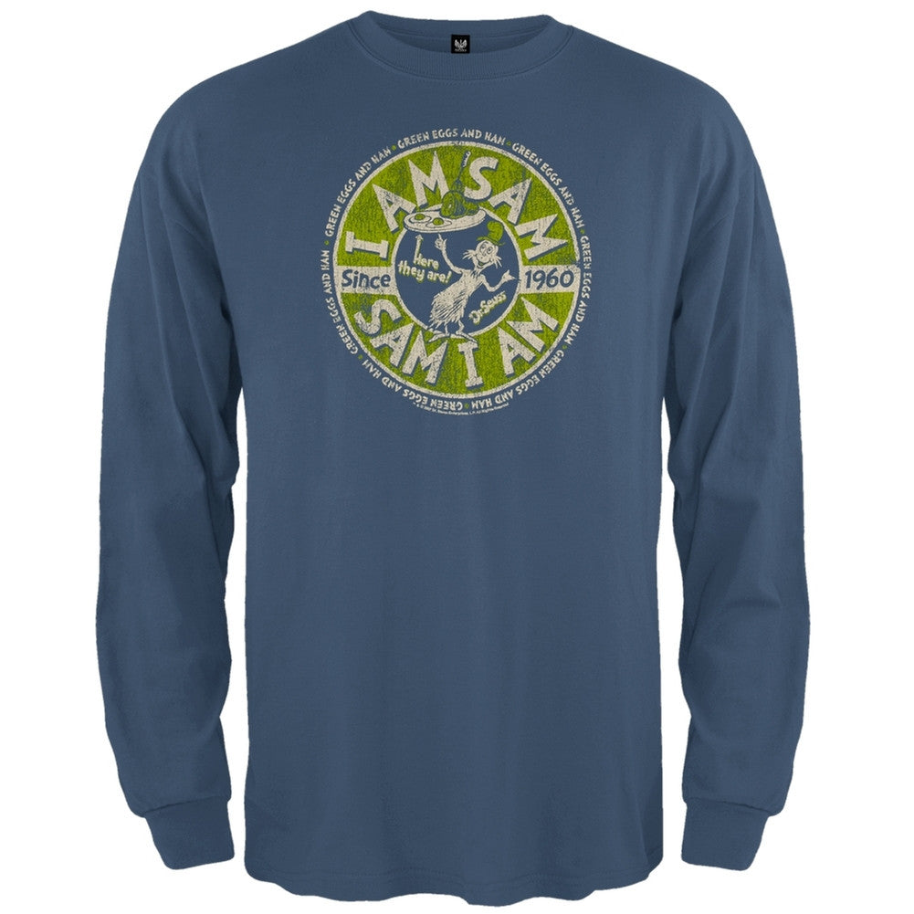 Dr. Seuss - Sam Ham Circle Long Sleeve T-Shirt Men's Long Sleeves Dr. Seuss SM Light Blue