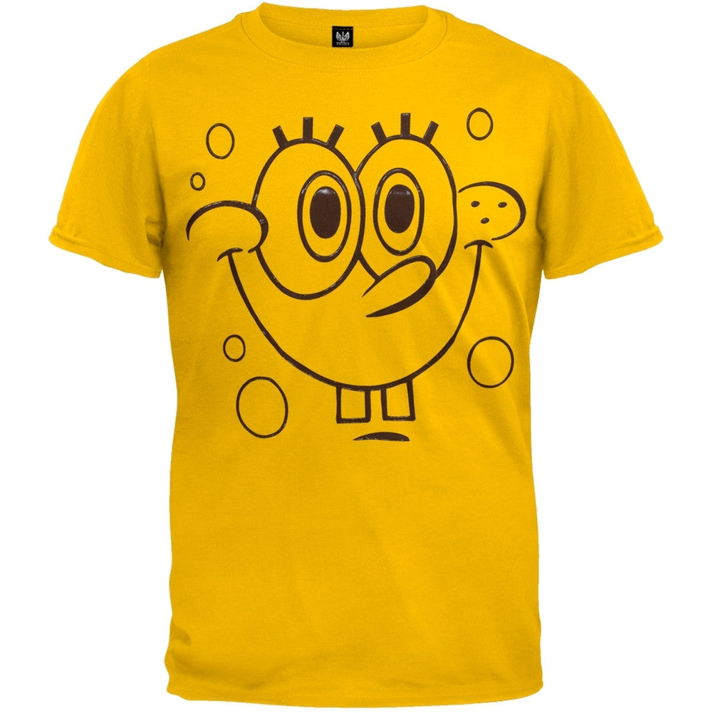 Spongebob Squarepants - Gel Print Face Costume T-Shirt Men's T-Shirts Spongebob Squarepants XS Yellow