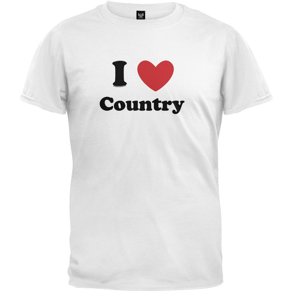 I Heart Country T-Shirt Men's T-Shirts Old Glory 2XL White