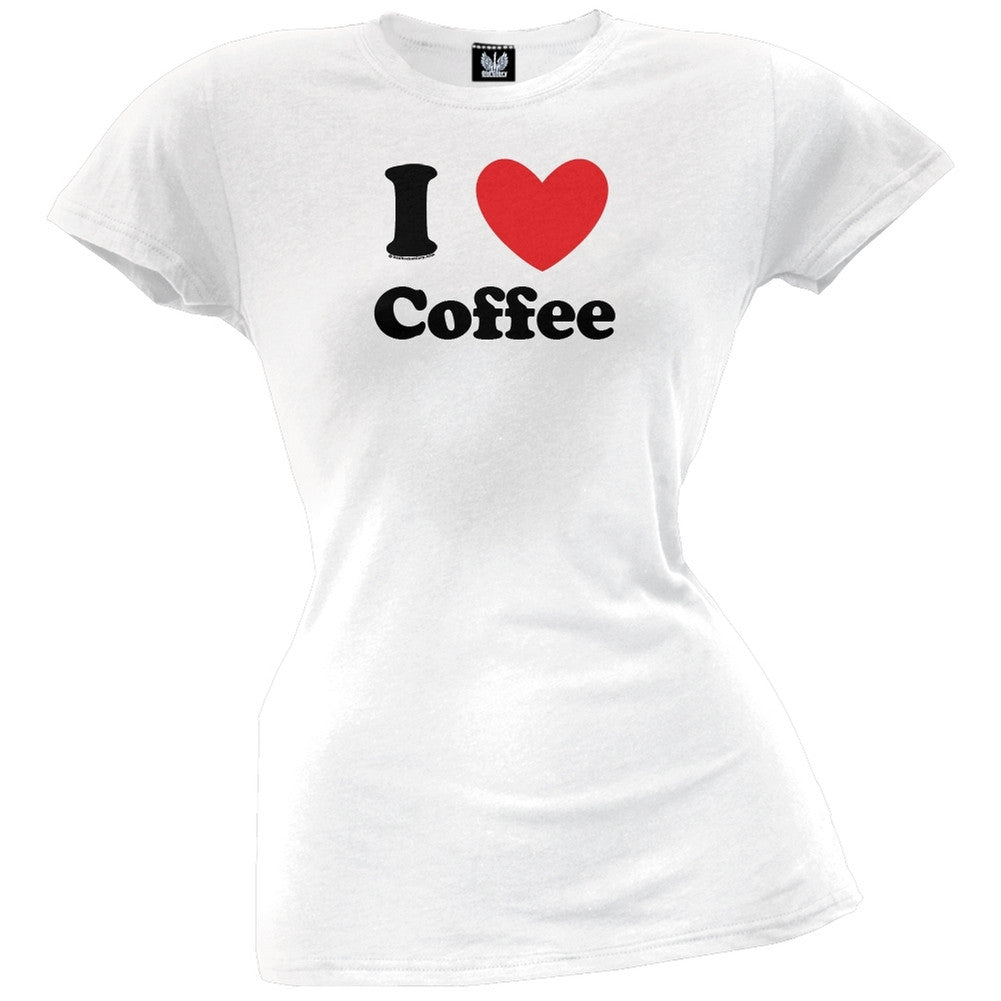 I Heart Coffee Juniors T-Shirt Juniors T-Shirts Old Glory LG White