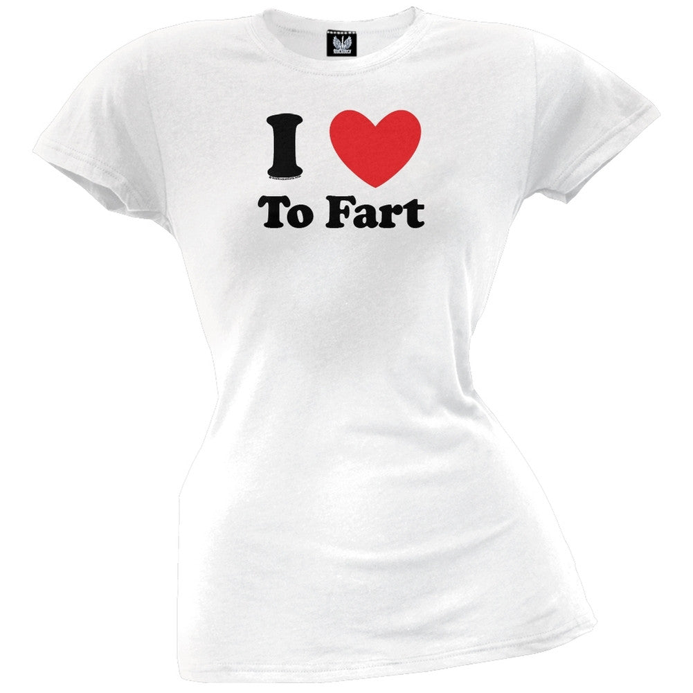 I Heart To Fart Juniors T-Shirt Juniors T-Shirts Old Glory LG White