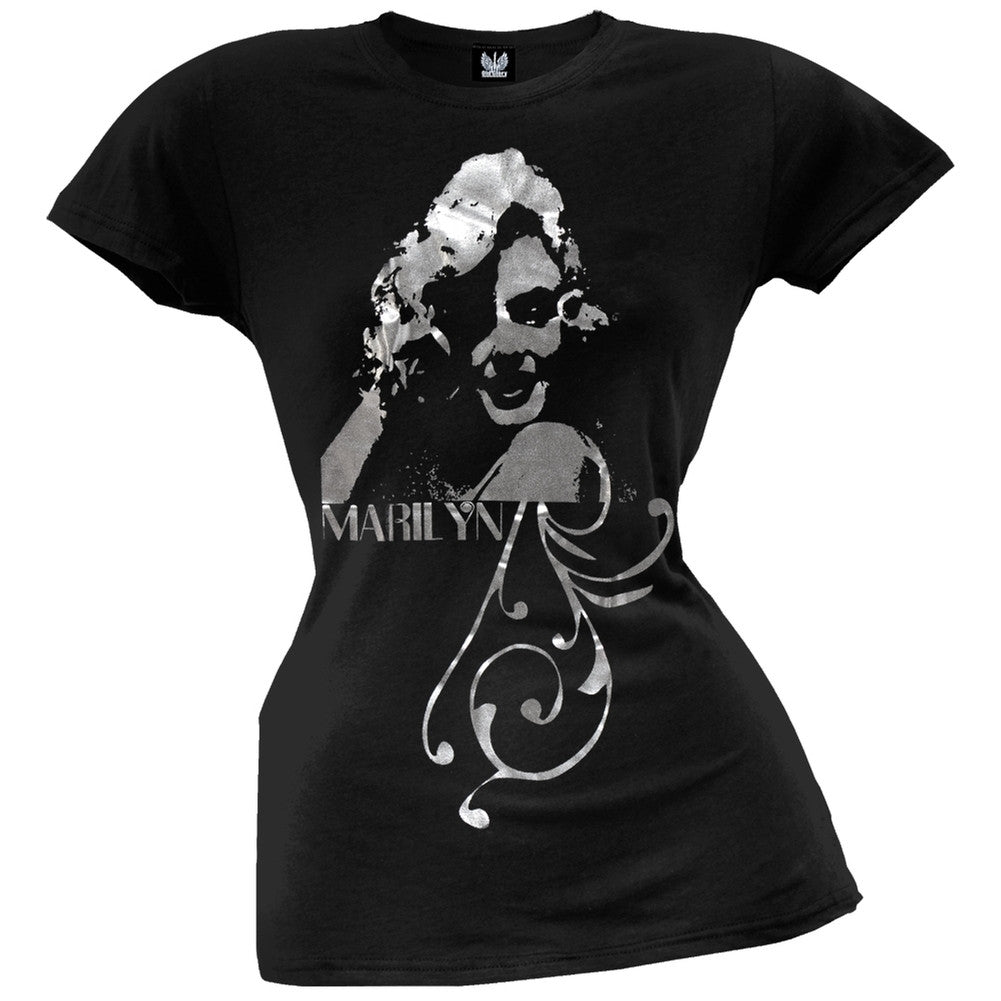 Marilyn Monroe - Silver Portrait Juniors T-Shirt Juniors T-Shirts Marilyn Monroe