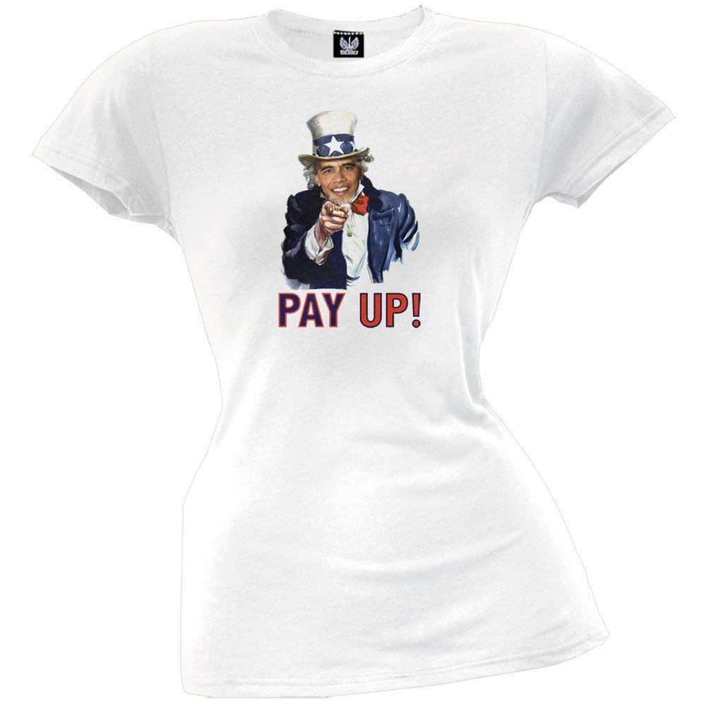 Uncle Obama Juniors T-Shirt Juniors T-Shirts Old Glory LG White