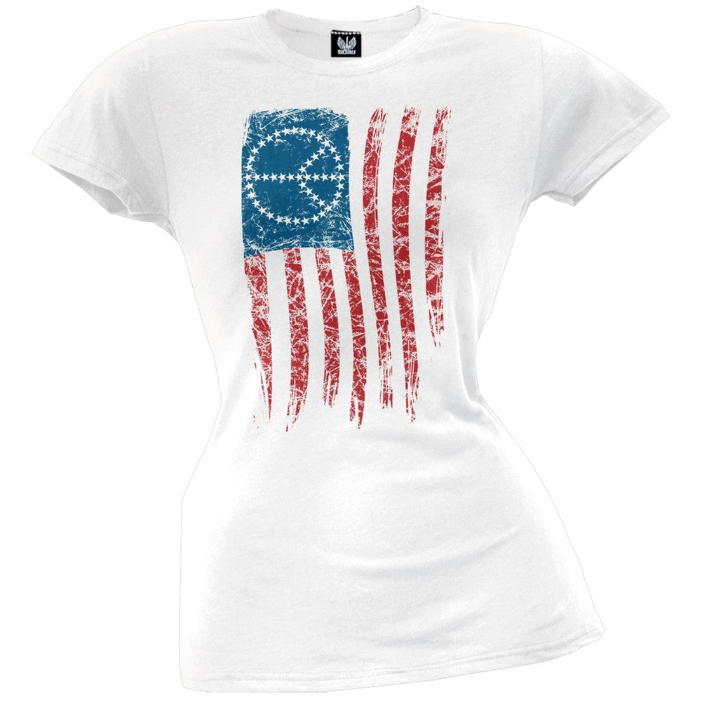 Peace American Flag Juniors T-Shirt Juniors T-Shirts Old Glory