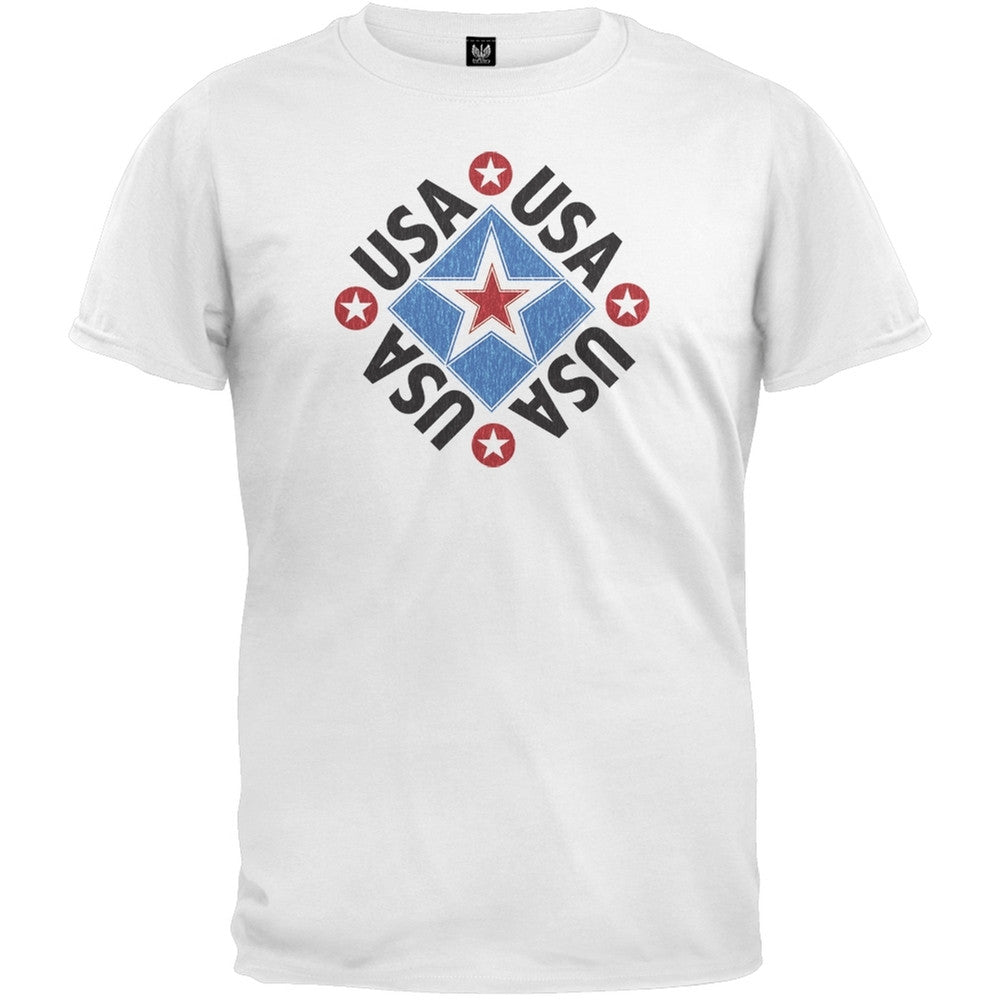 USA Diamond T-Shirt Men's T-Shirts Old Glory 2XL White