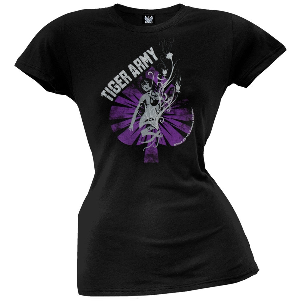 Tiger Army - Poison Flowers Juniors T-Shirt Juniors T-Shirts Tiger Army