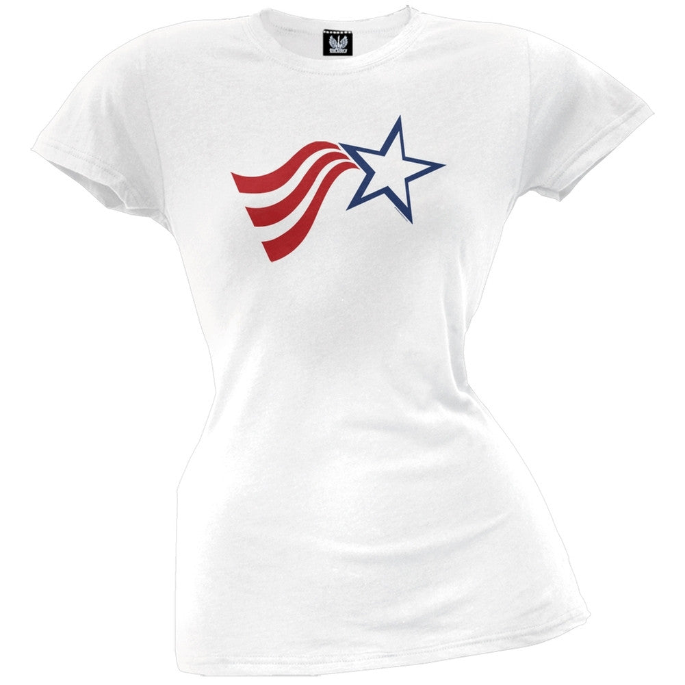 Flag Tail Juniors T-Shirt Juniors T-Shirts Old Glory LG White