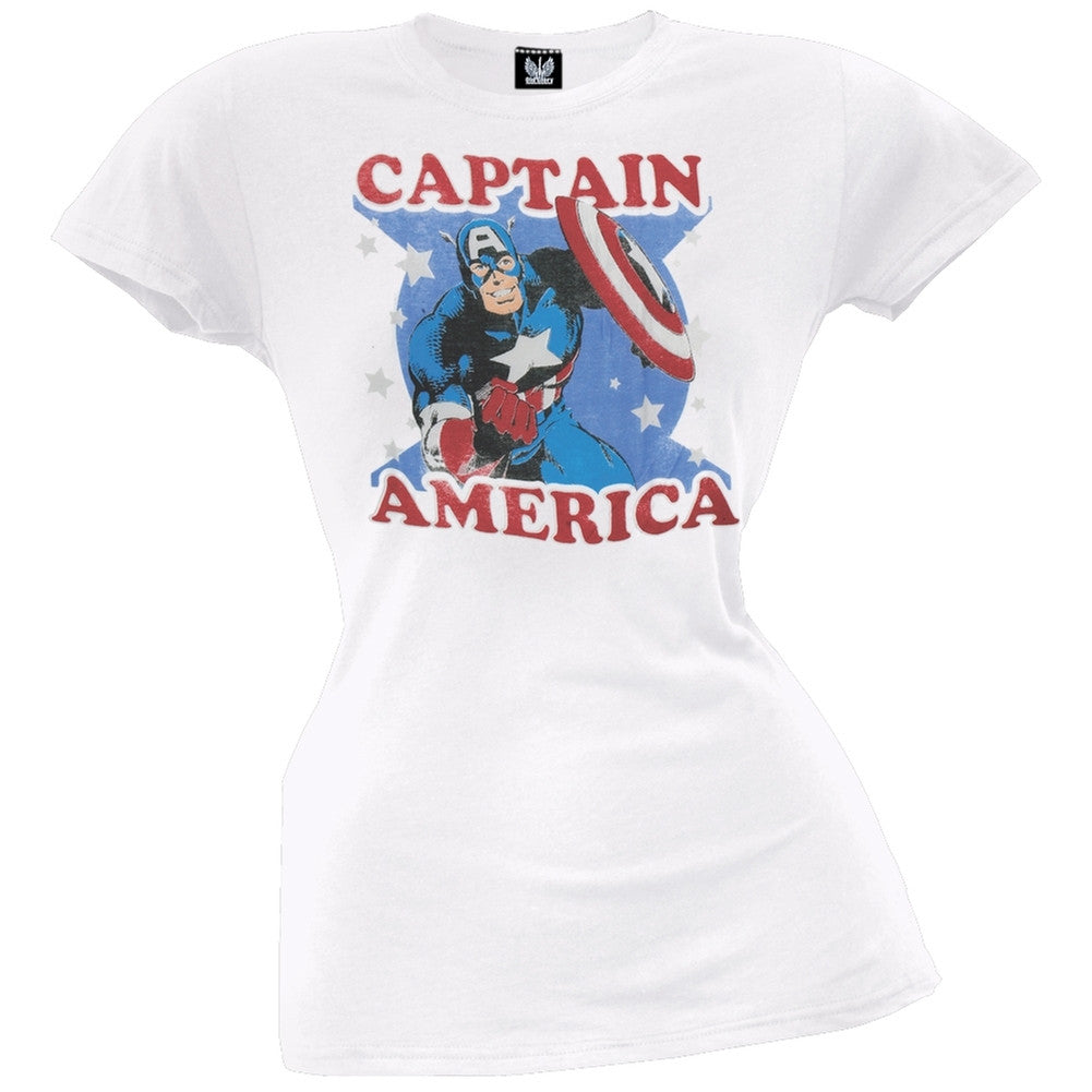 Captain America - Stars Juniors T-Shirt Juniors T-Shirts Captain America